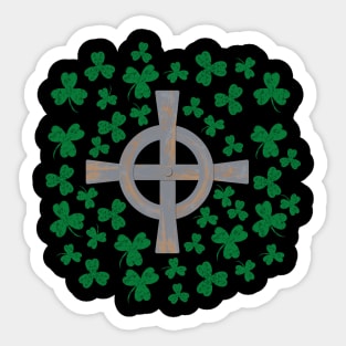 Celtic cross and Shamrock. St.Patrick's Day Sticker